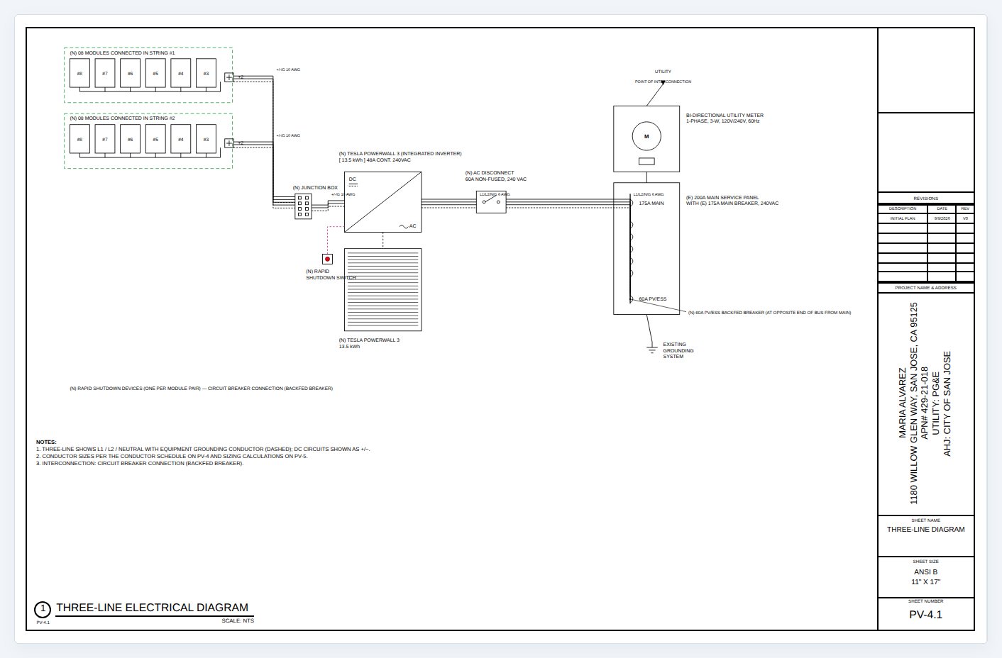 A three-line diagram sheet